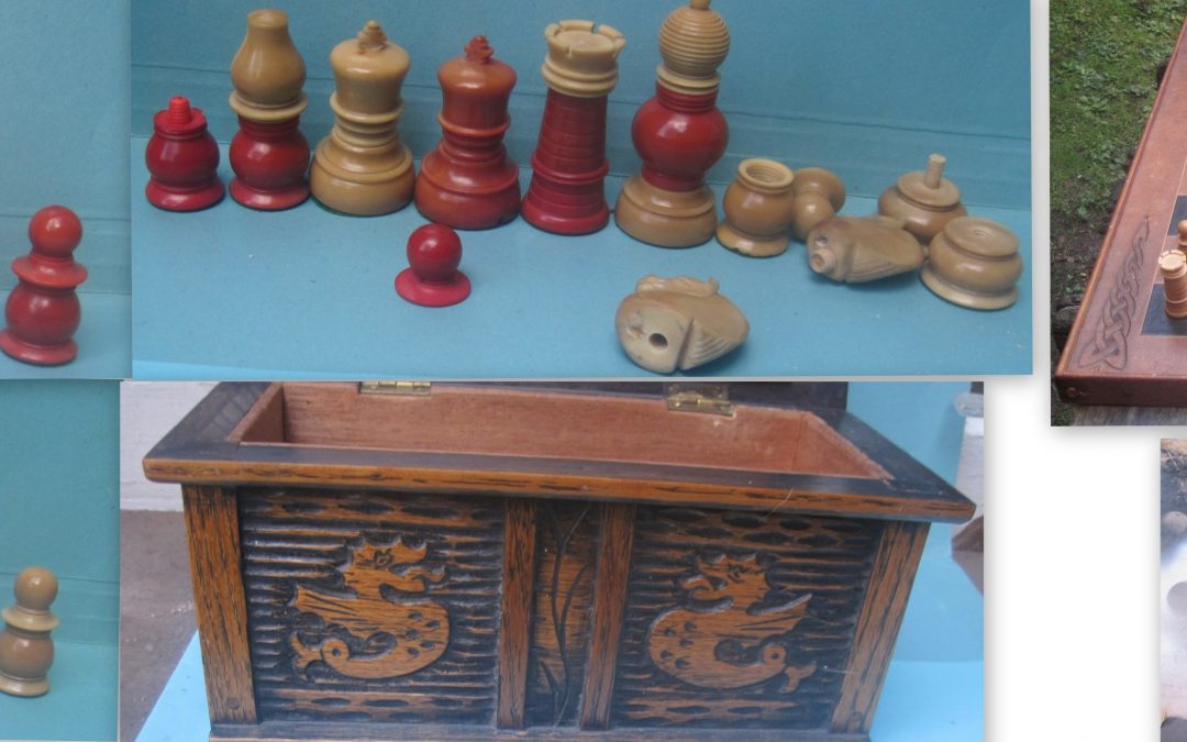 A late19th century F H Ayres vegetable ivory English pattern chess set