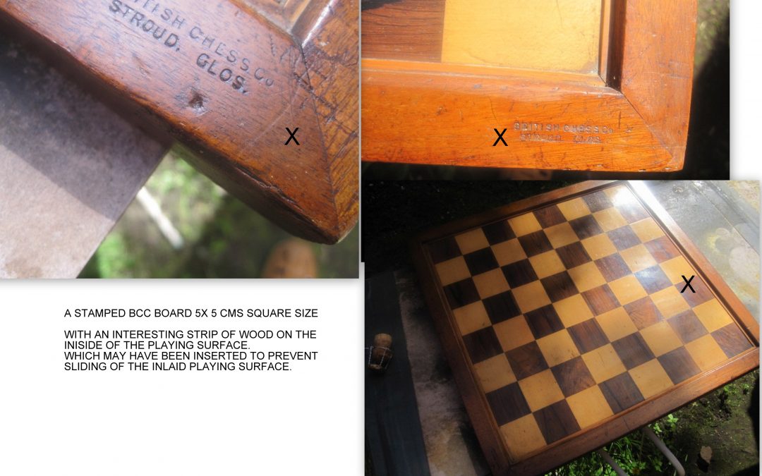 Late19th century stamped British Chess Company (BCC) chessboard
